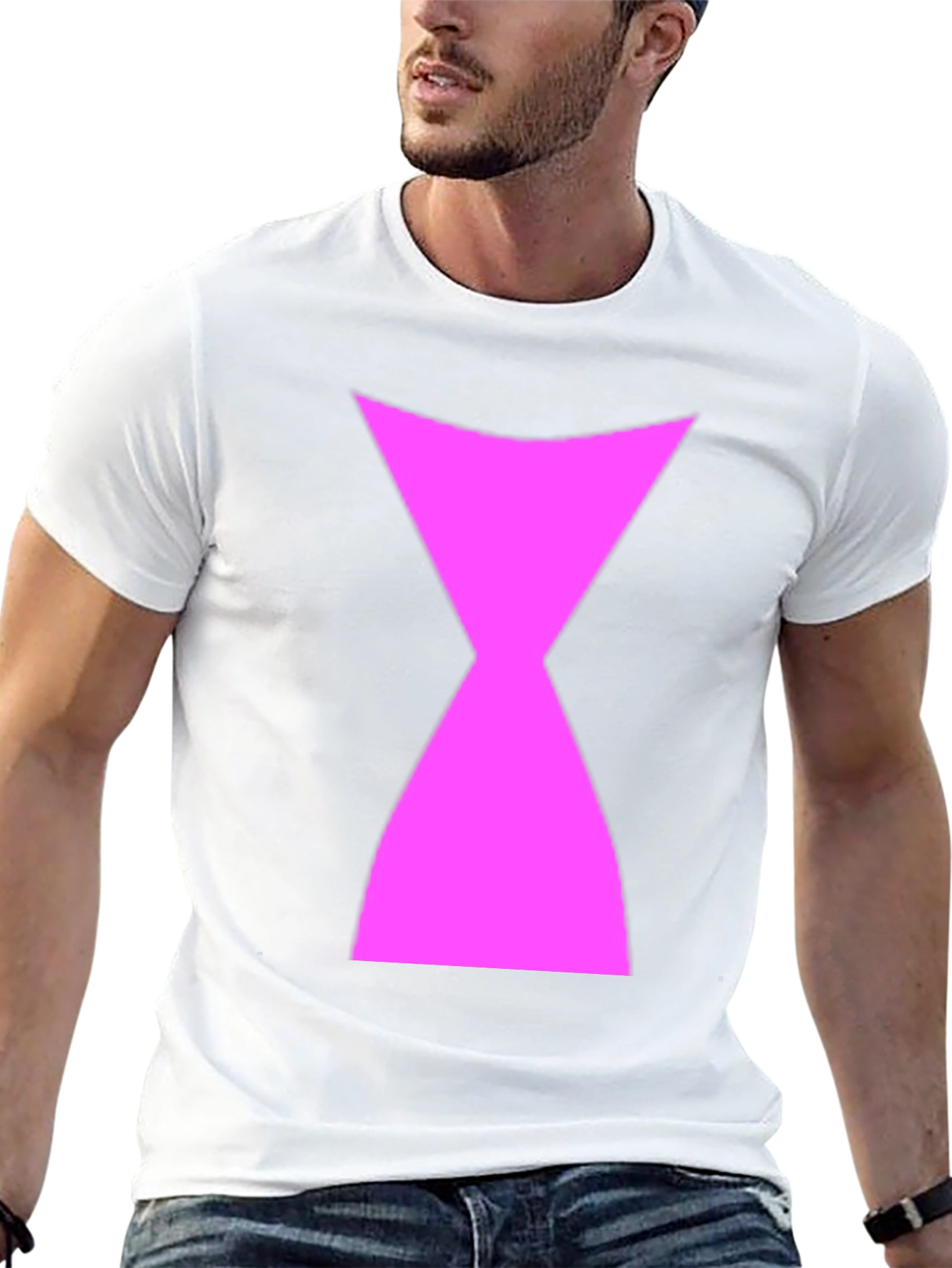 Black T-Shirt with Pink Hourglass Symbol