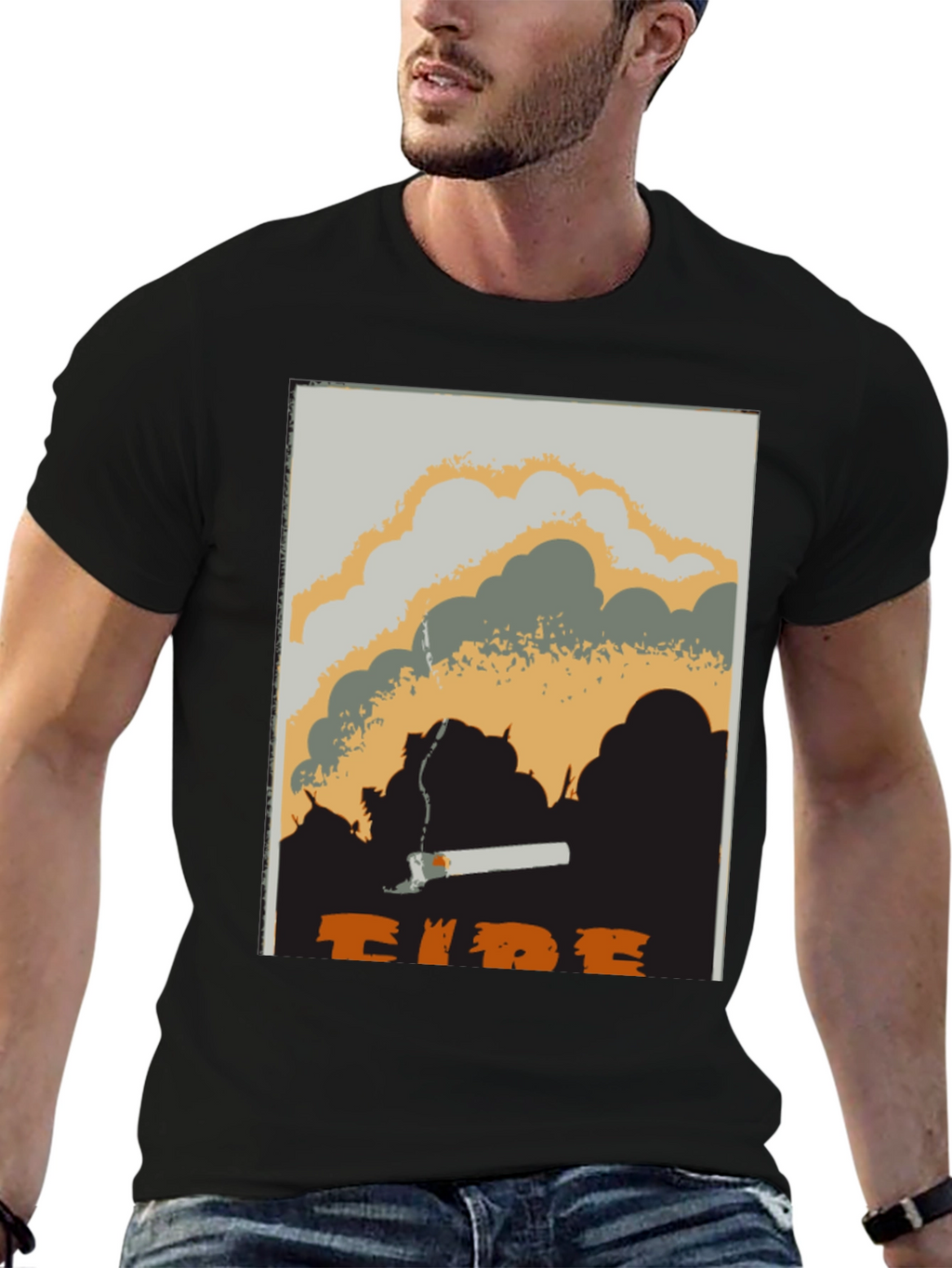 Unique Graphic Tee: Smoldering Cigarette Design