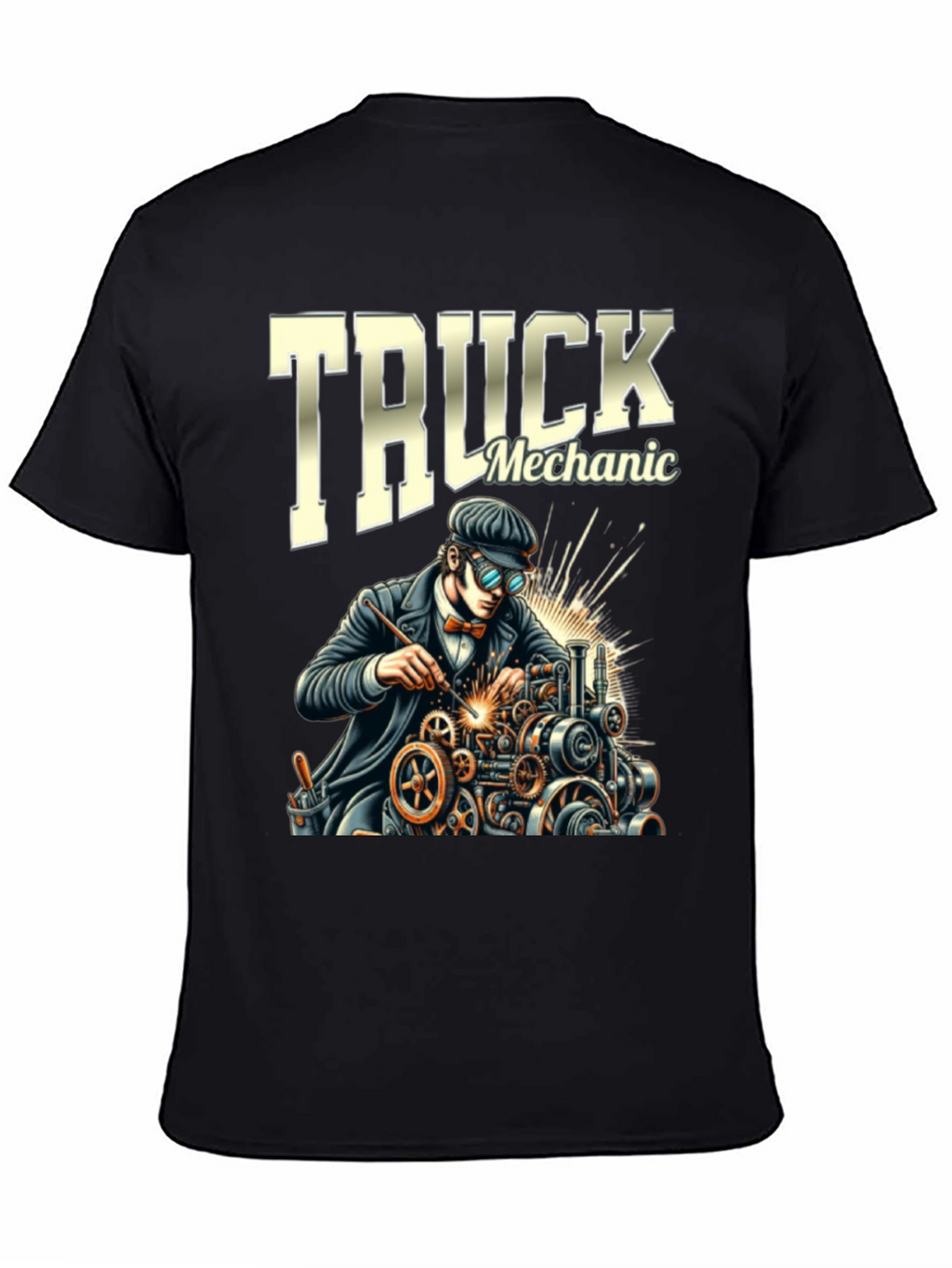 Truck Mechanic Graphic T-Shirt - Black