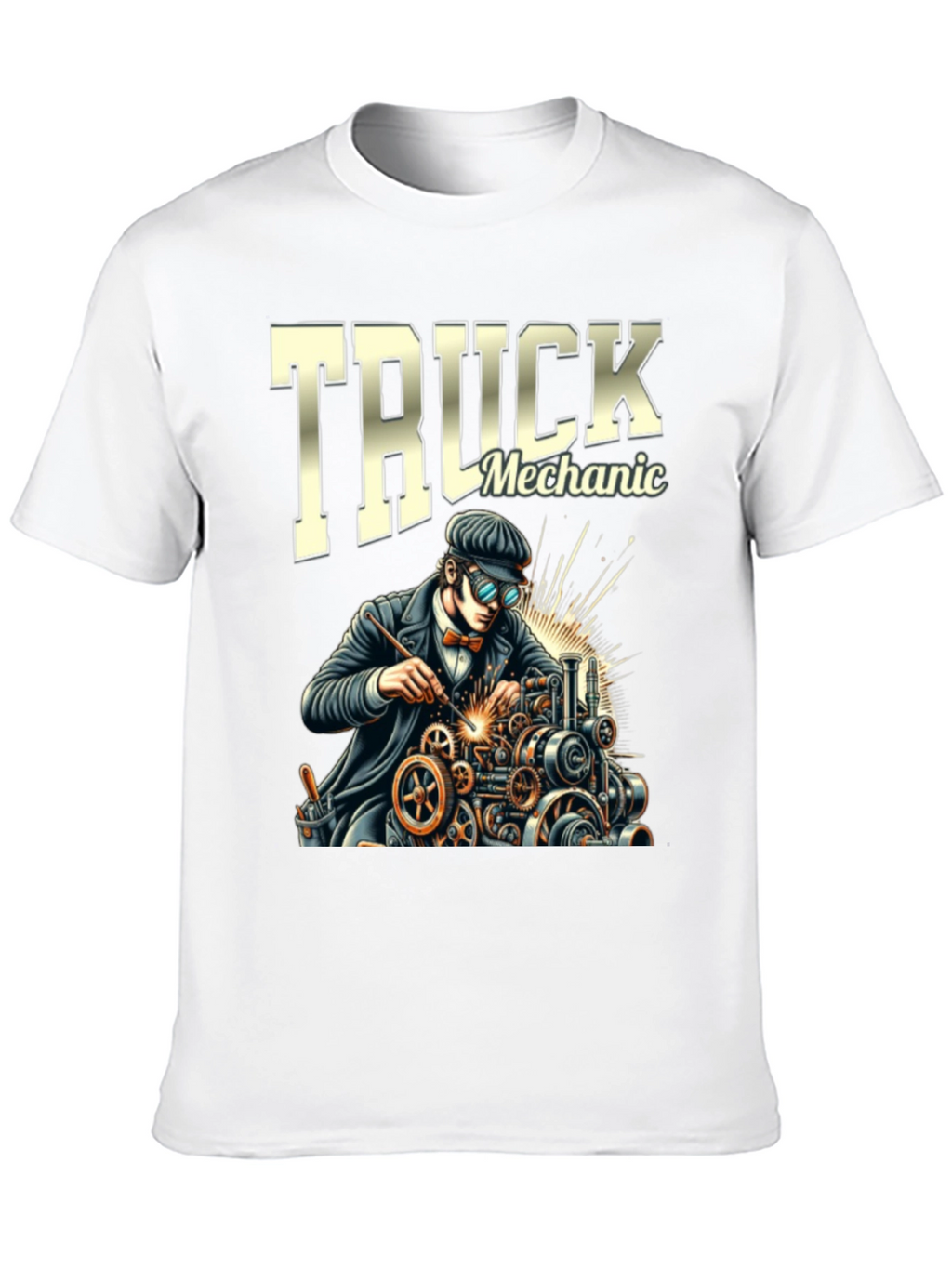 Truck Mechanic Graphic T-Shirt - Black