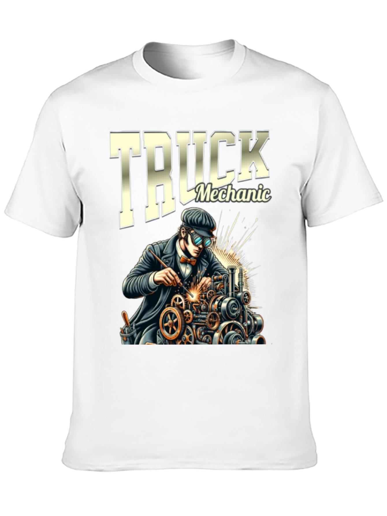Truck Mechanic Graphic T-Shirt - Black