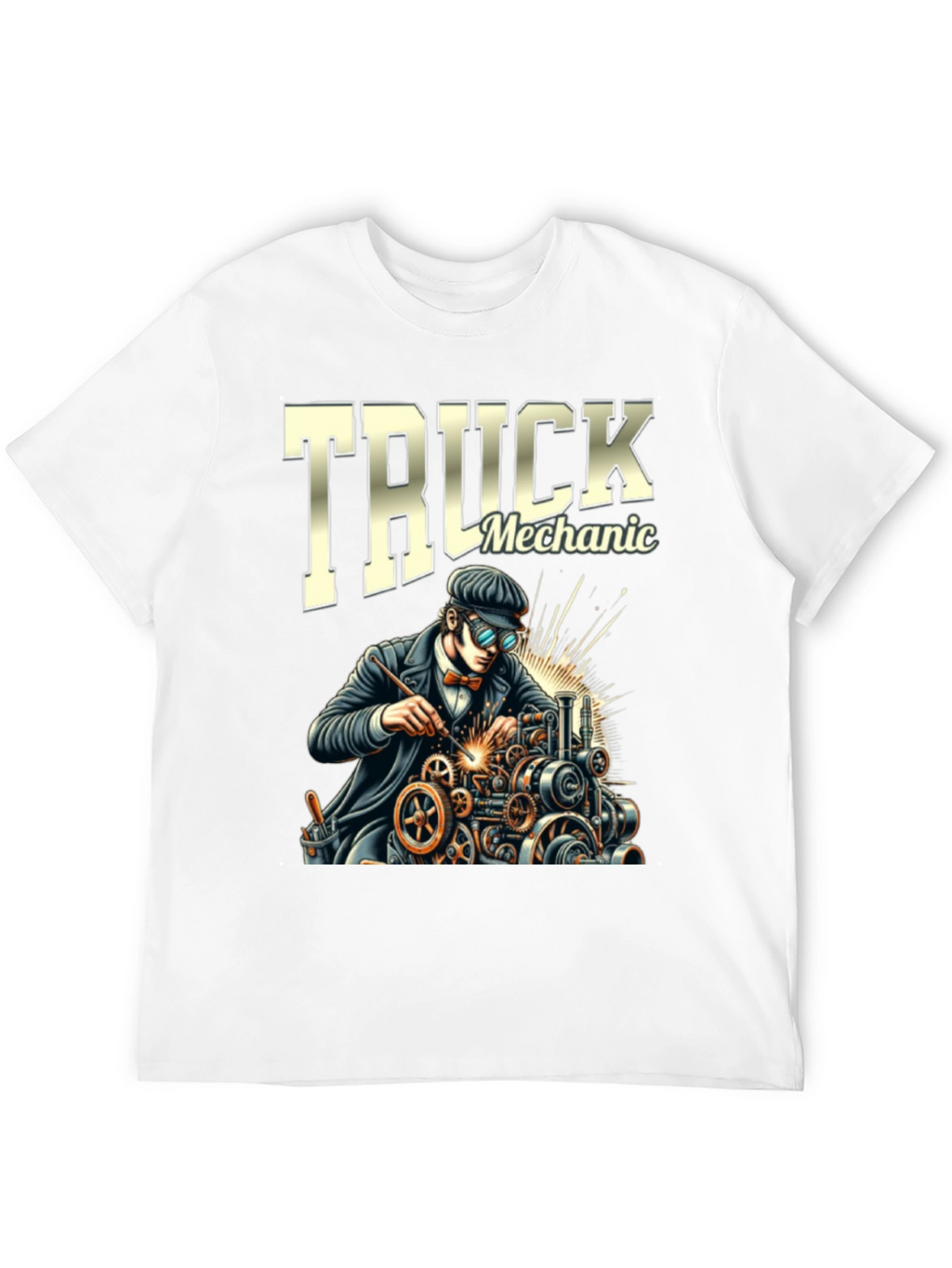 Truck Mechanic Graphic T-Shirt - Black