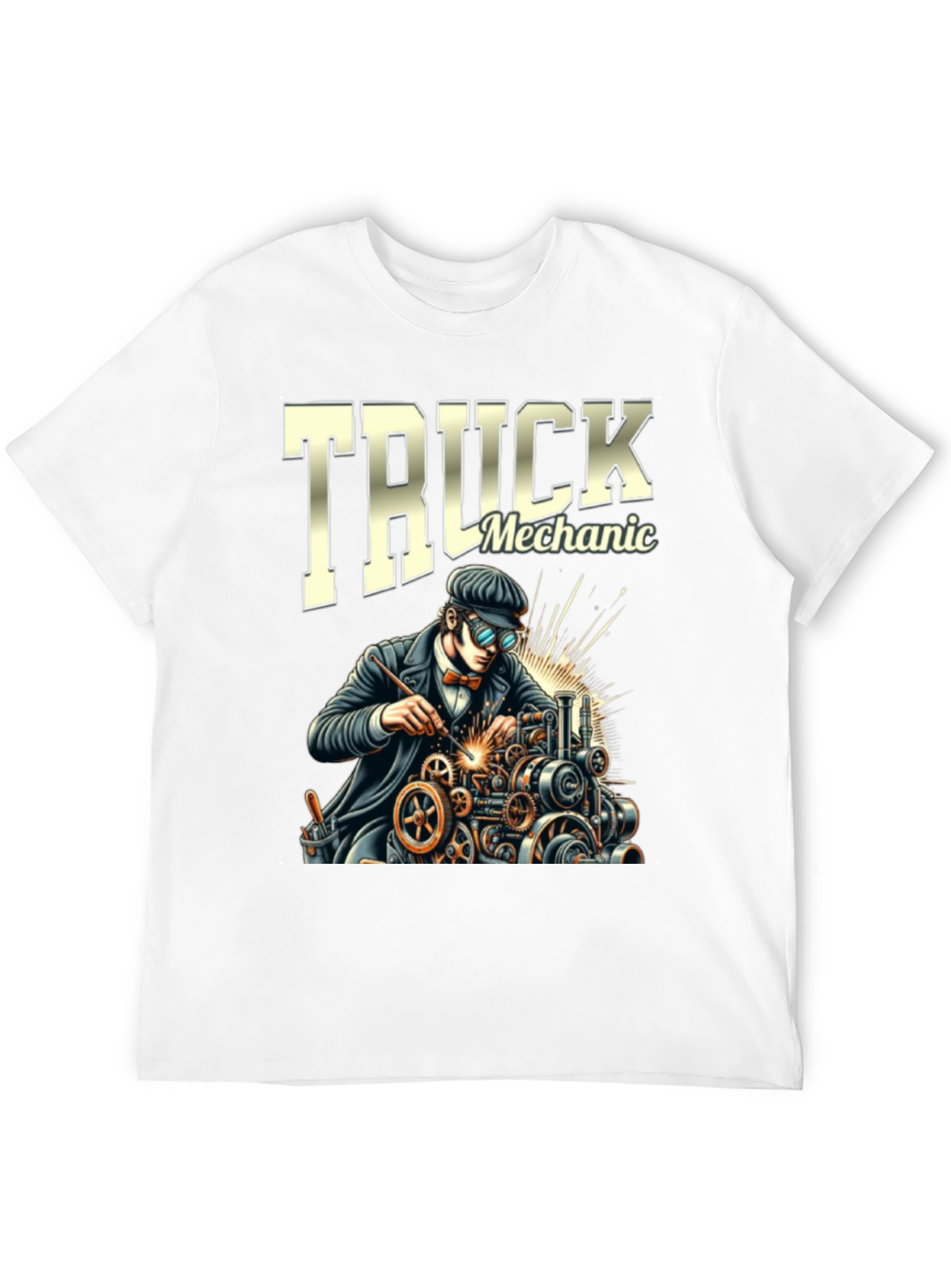 Truck Mechanic Graphic T-Shirt - Black