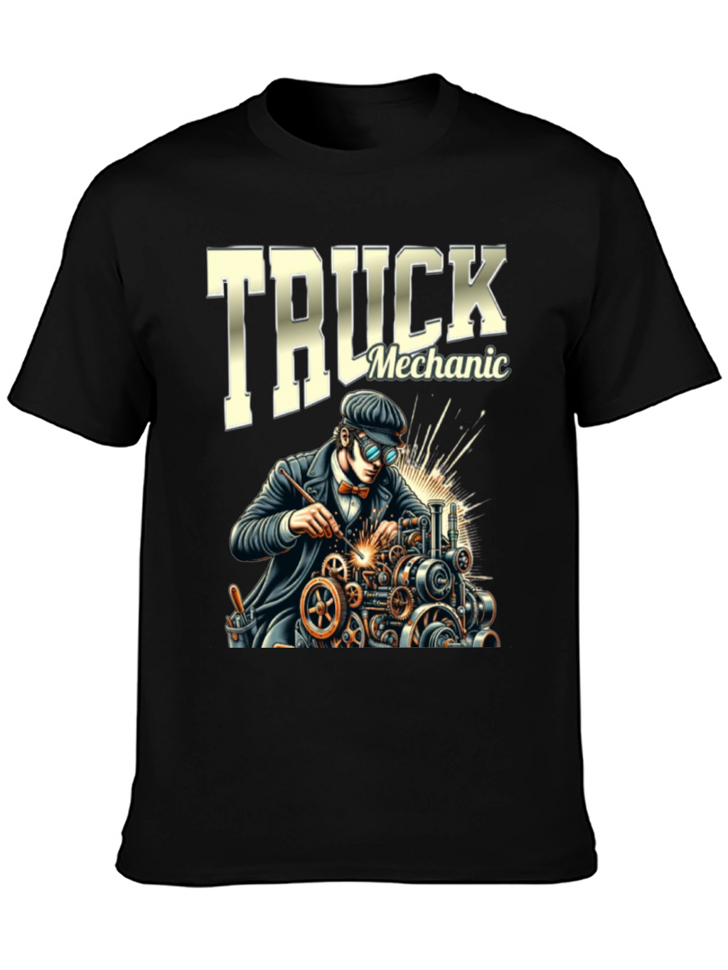 Truck Mechanic Graphic T-Shirt - Black