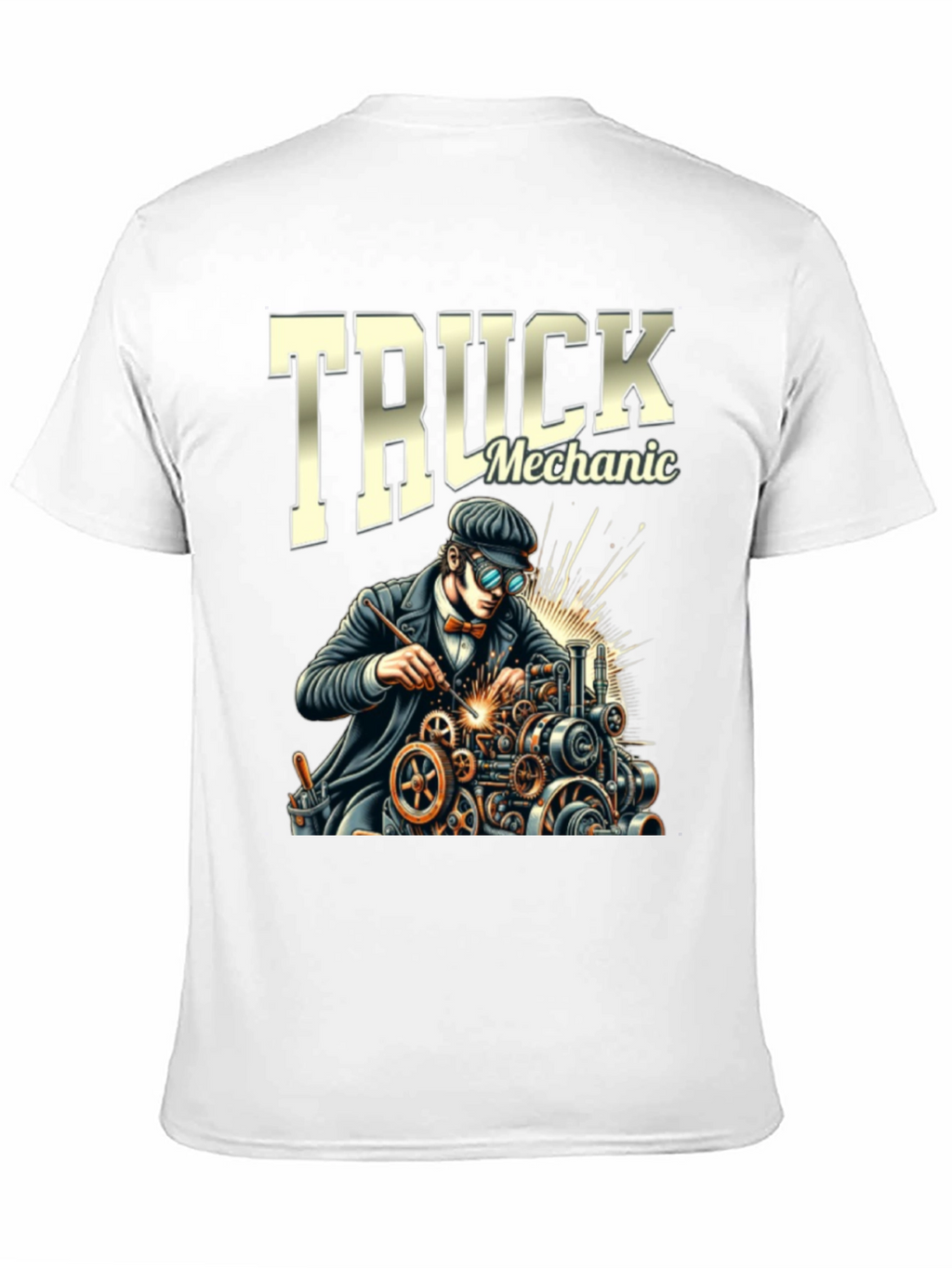 Truck Mechanic Graphic T-Shirt - Black