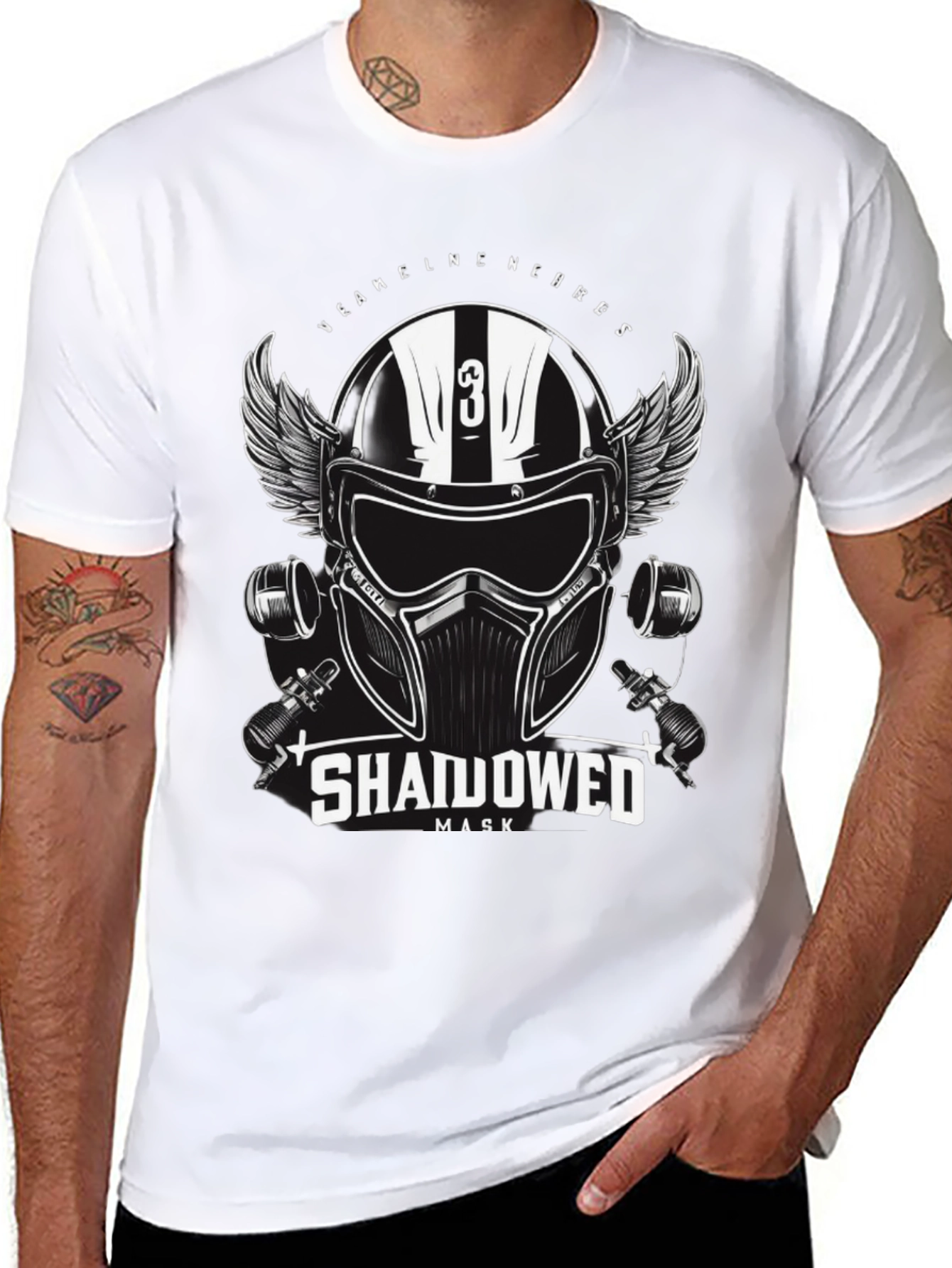 Shadowed Mask Graphic T-Shirt