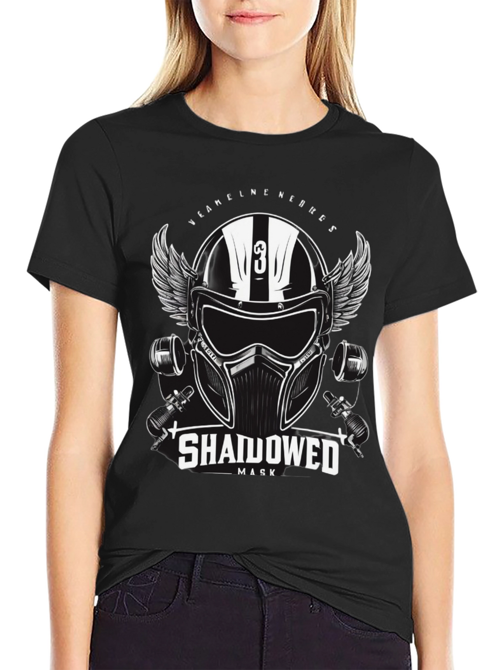 Shadowed Mask Graphic T-Shirt