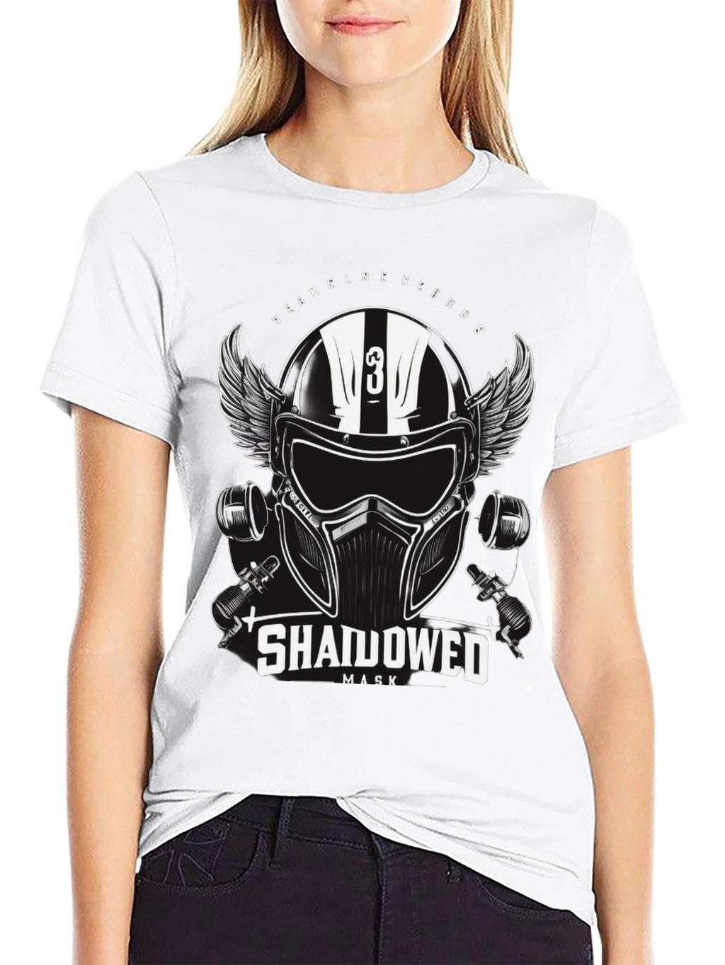 Shadowed Mask Graphic T-Shirt