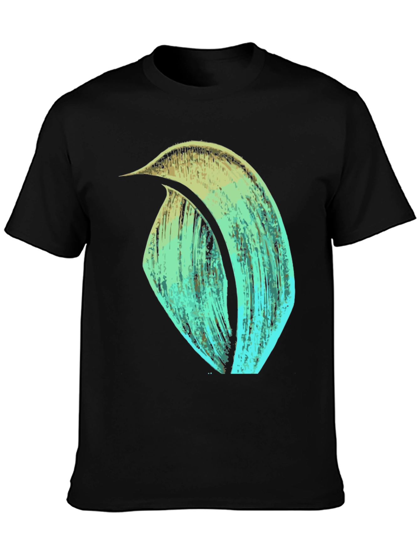 Abstract Brushstroke Graphic Tee - Black