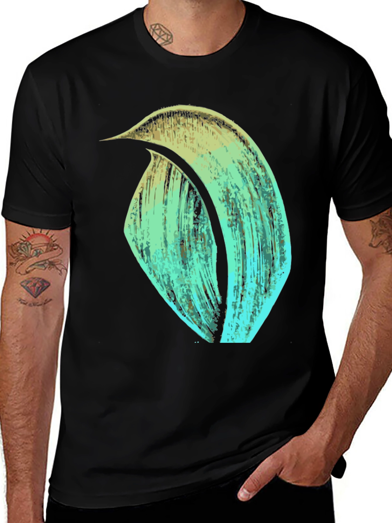 Abstract Brushstroke Graphic Tee - Black