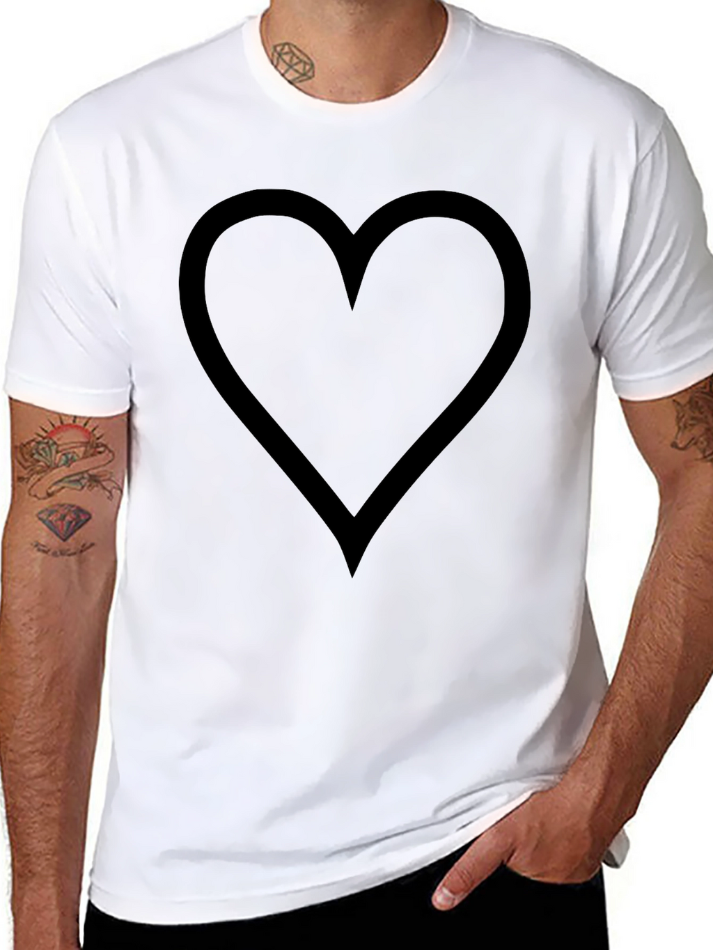 Heart Outline Graphic Print Black T-Shirt