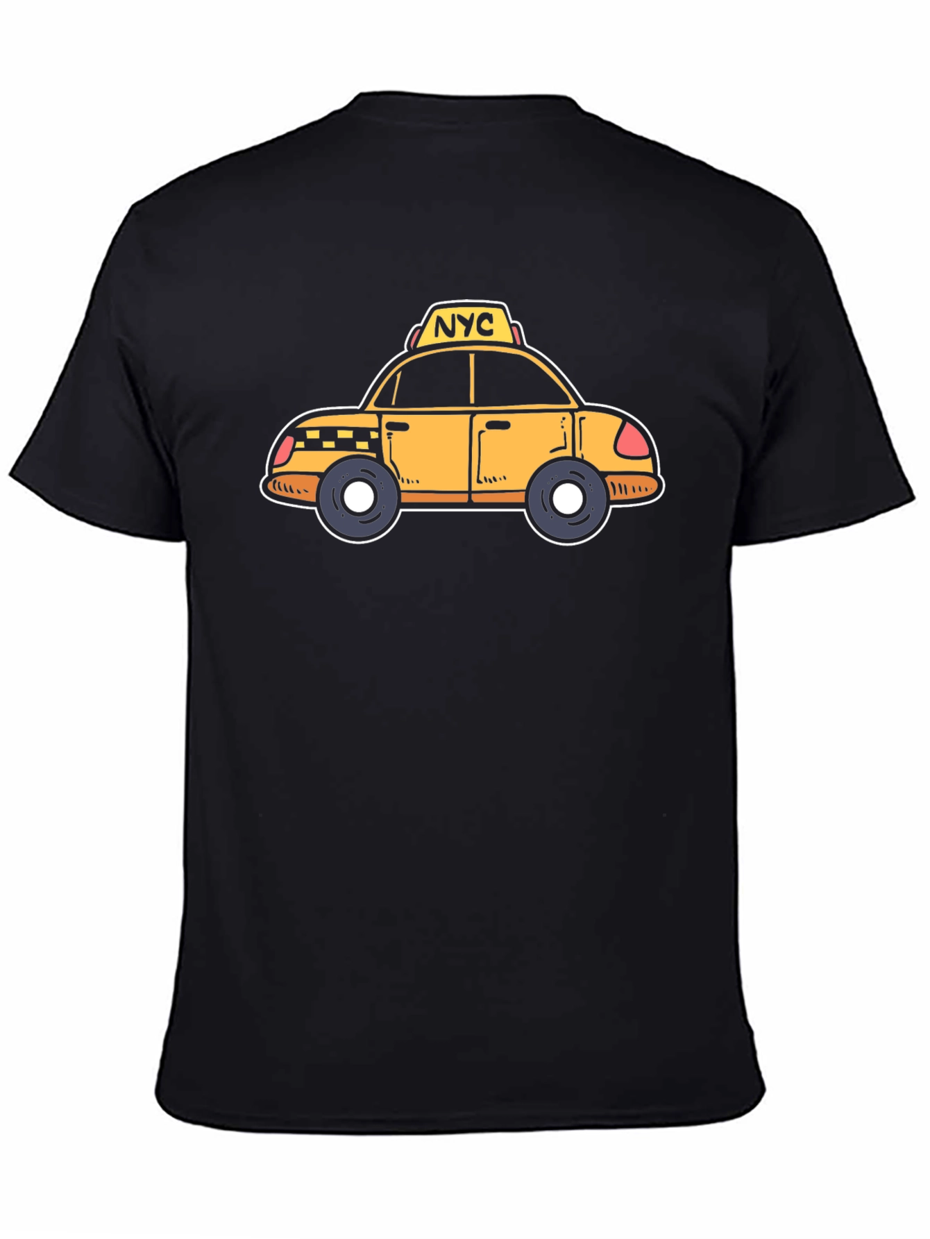 NYC Taxi Cartoon Graphic T-Shirt - Black