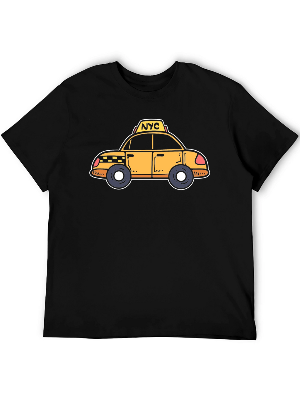 NYC Taxi Cartoon Graphic T-Shirt - Black