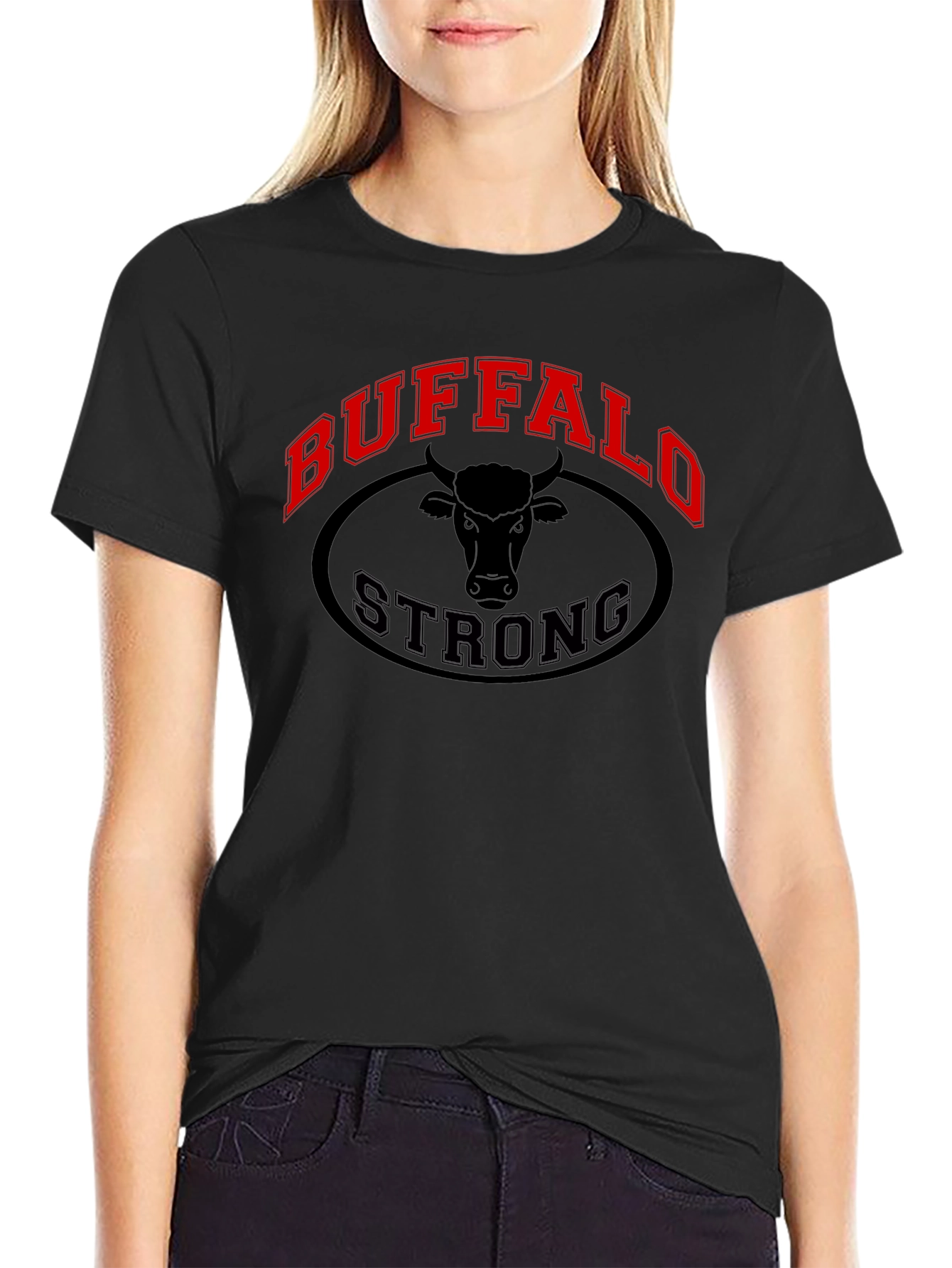 Buffalo Strong Graphic Tee - Black Cotton Comfort Fit
