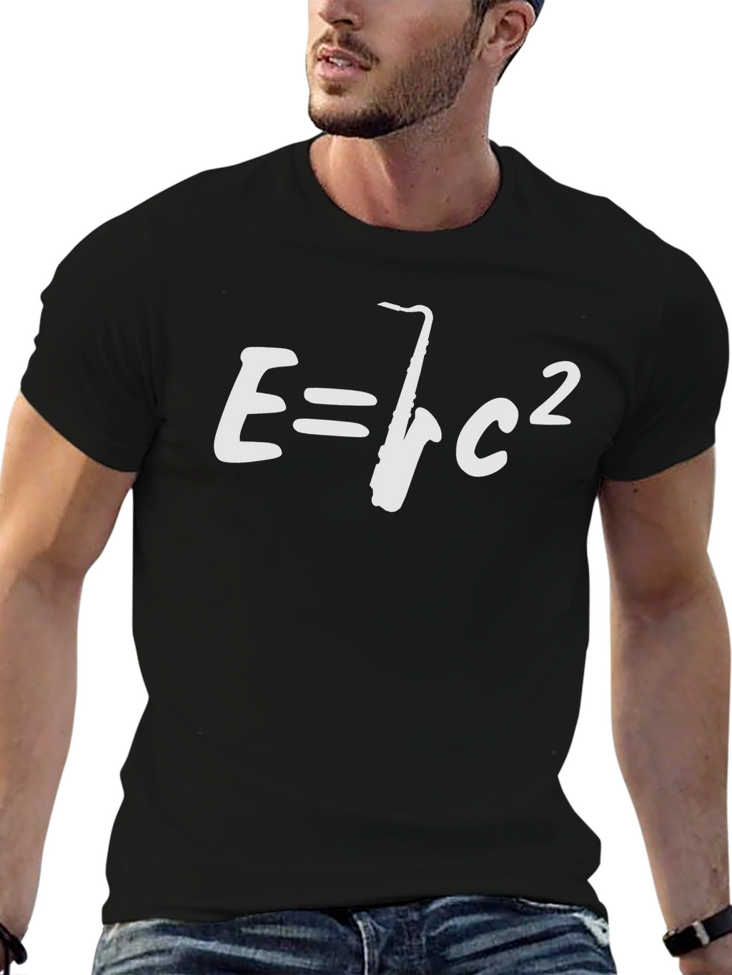 E=Saxophone C Squared Black T-Shirt