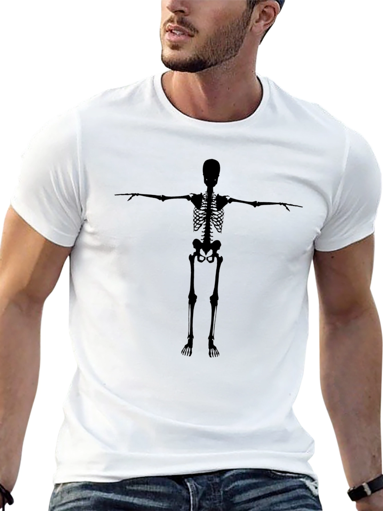 Skeleton Graphic Tee - Black Cotton T-Shirt
