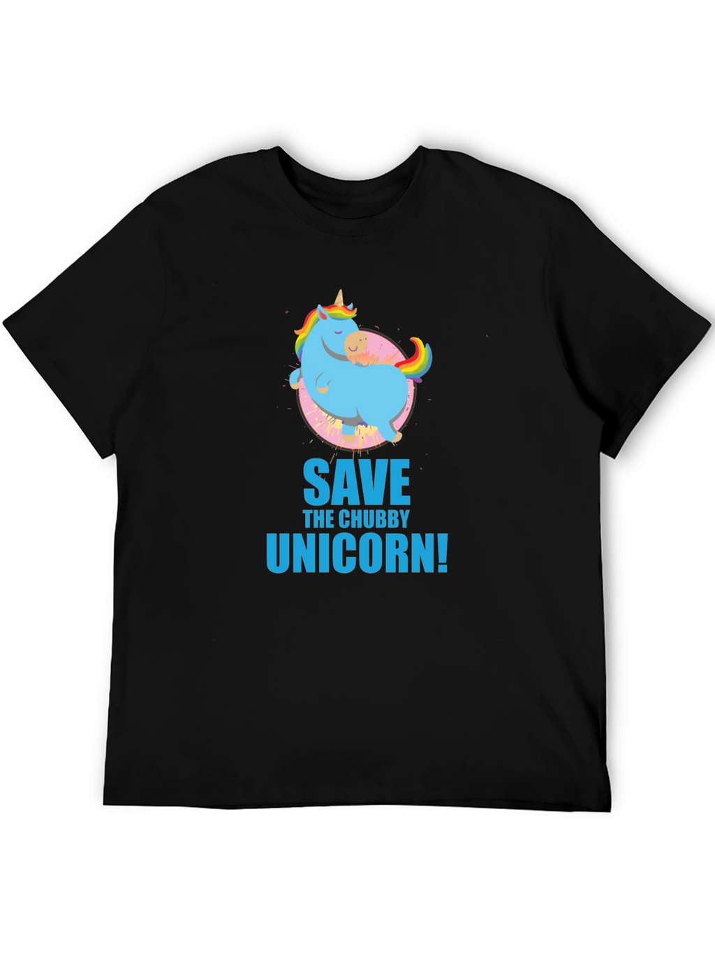 Save the Chubby Unicorn Black T-Shirt