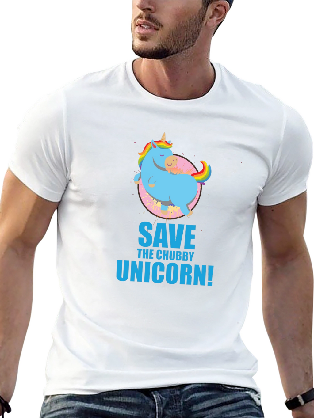 Save the Chubby Unicorn Black T-Shirt
