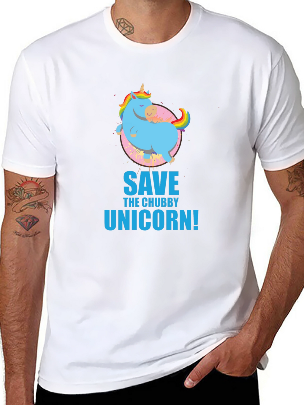 Save the Chubby Unicorn Black T-Shirt