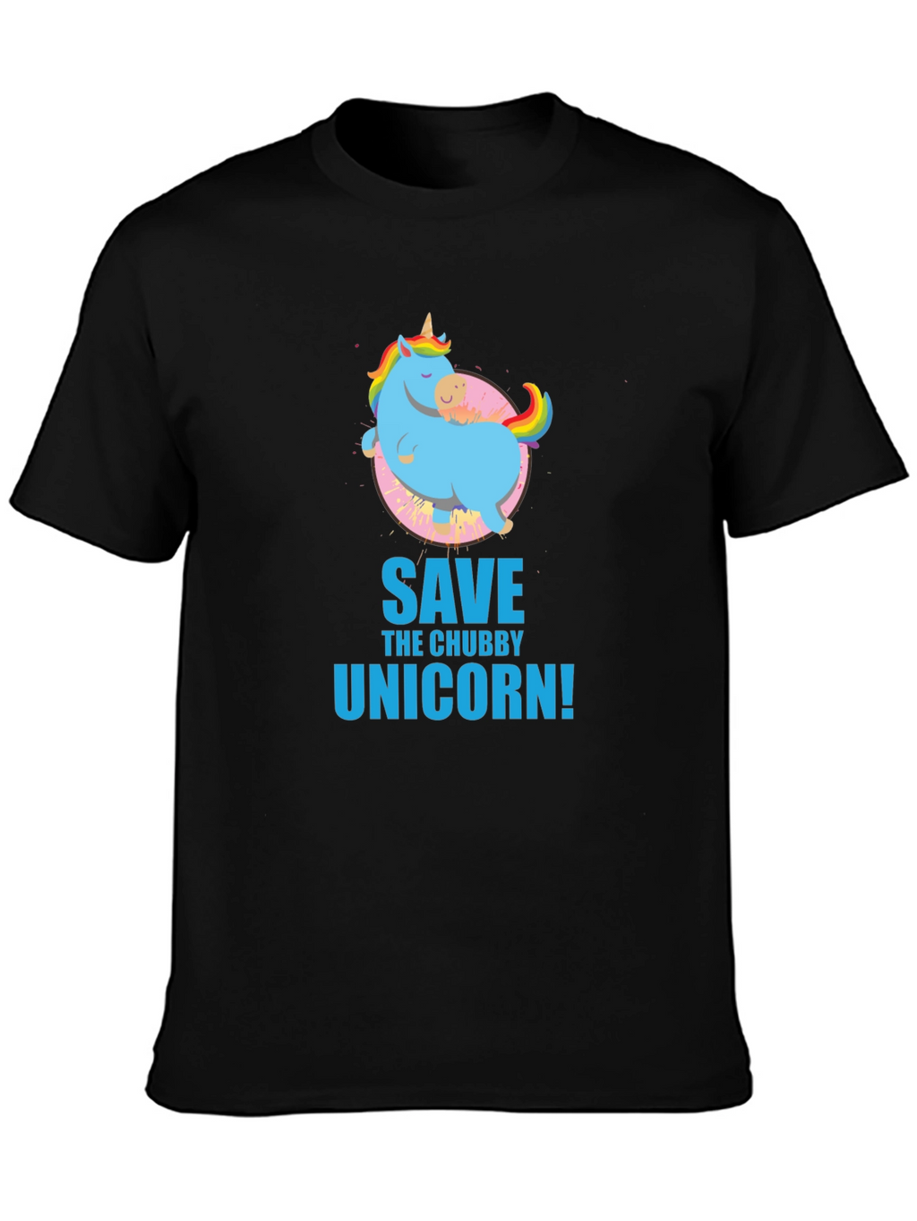 Save the Chubby Unicorn Black T-Shirt