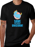 Save the Chubby Unicorn Black T-Shirt