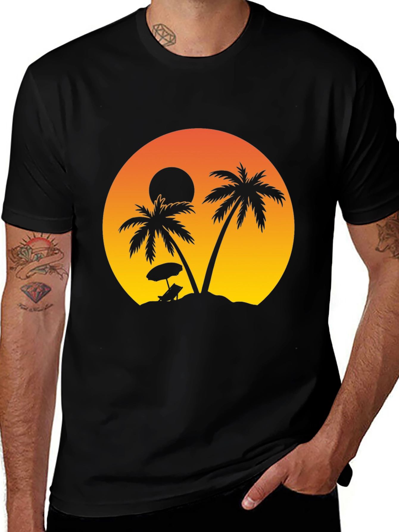 Sunset Beach Palm Tree T-Shirt