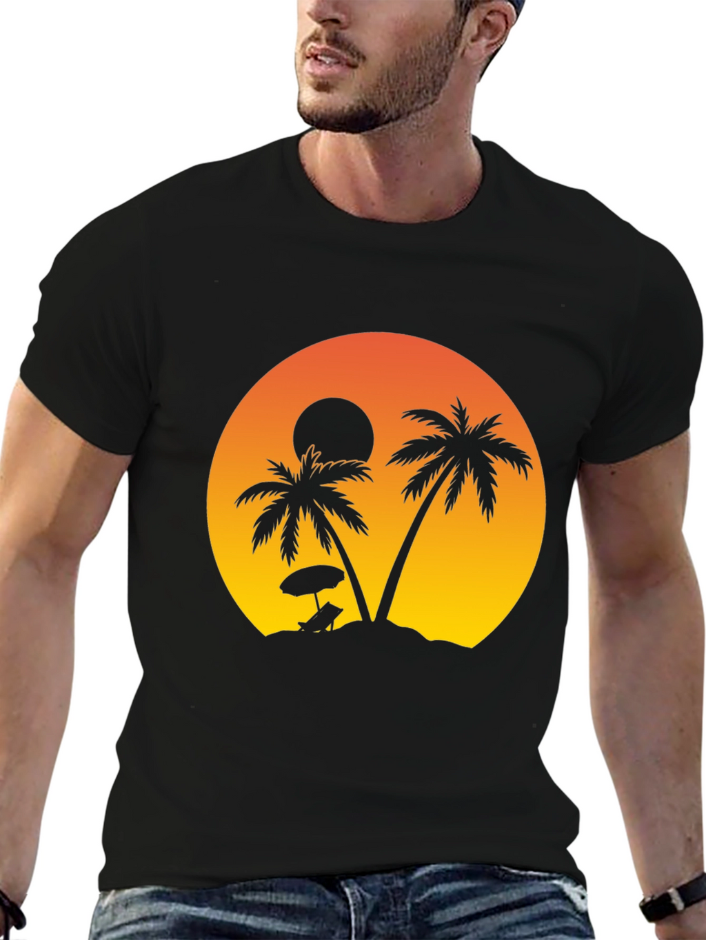 Sunset Beach Palm Tree T-Shirt
