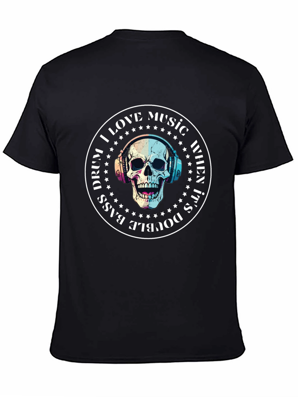 Skull Music Lover T-Shirt - Double Bass Drum Design