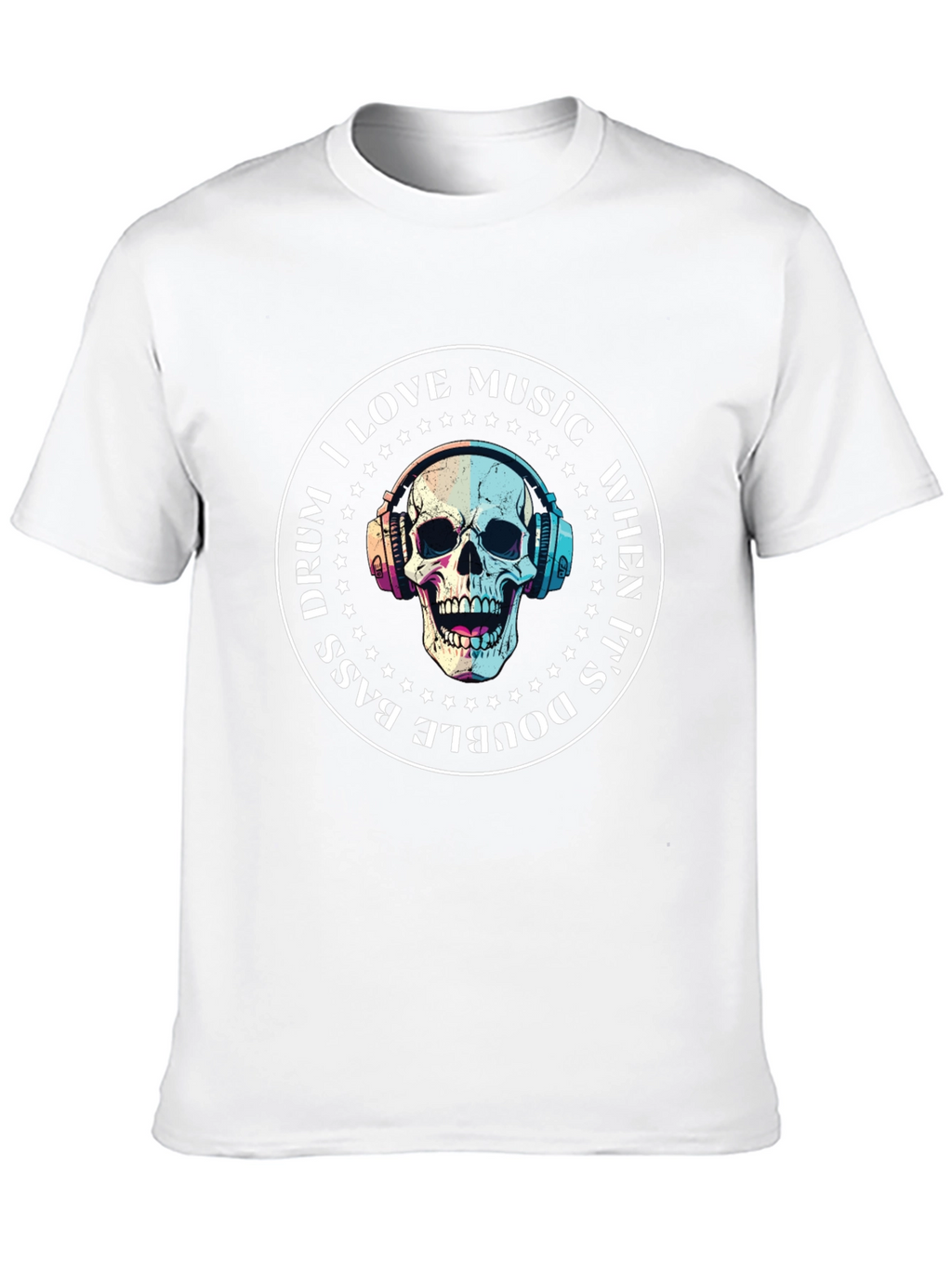 Skull Music Lover T-Shirt - Double Bass Drum Design