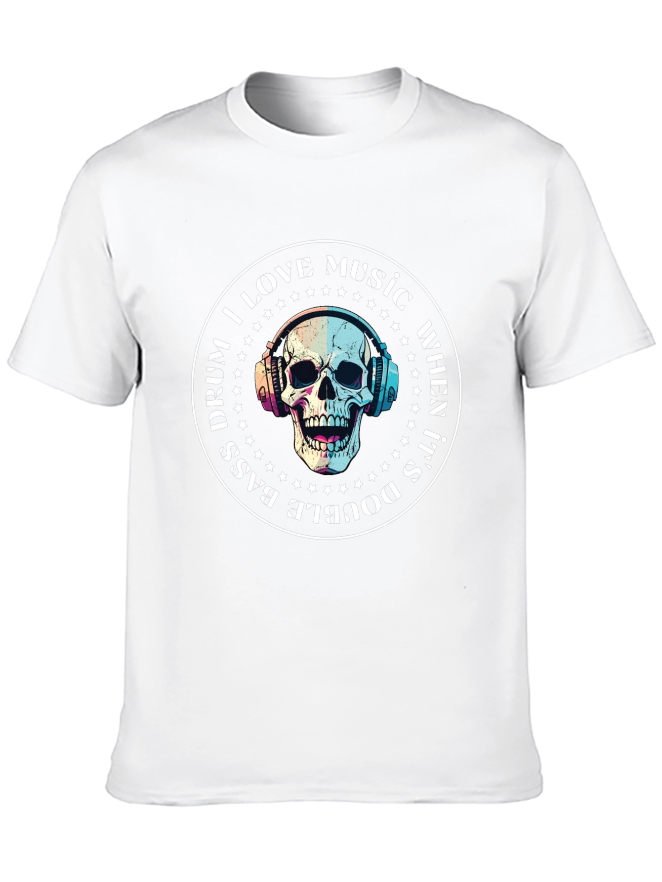 Skull Music Lover T-Shirt - Double Bass Drum Design