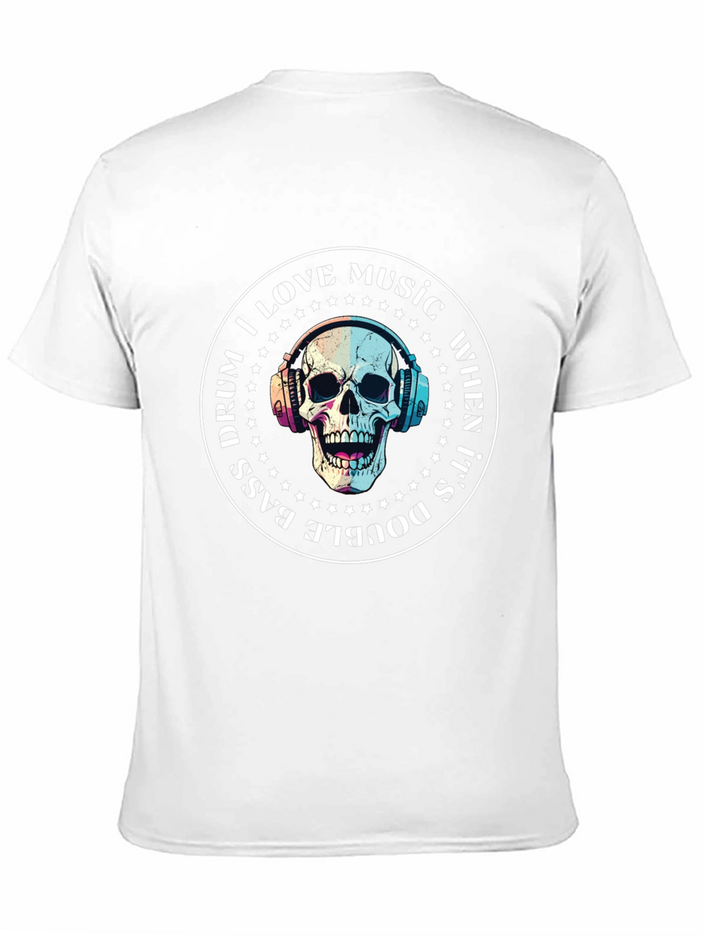 Skull Music Lover T-Shirt - Double Bass Drum Design