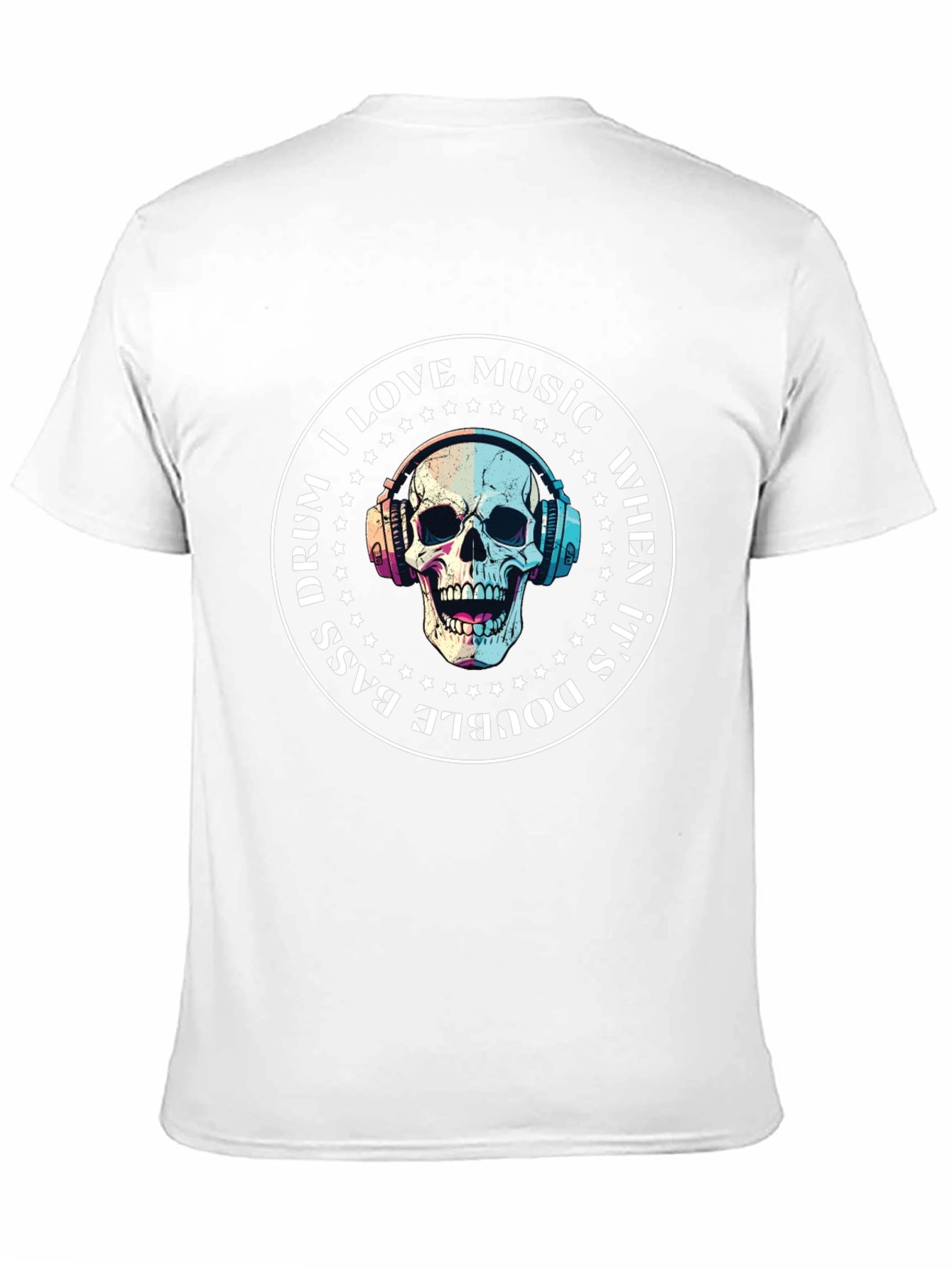 Skull Music Lover T-Shirt - Double Bass Drum Design