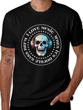 Skull Music Lover T-Shirt - Double Bass Drum Design