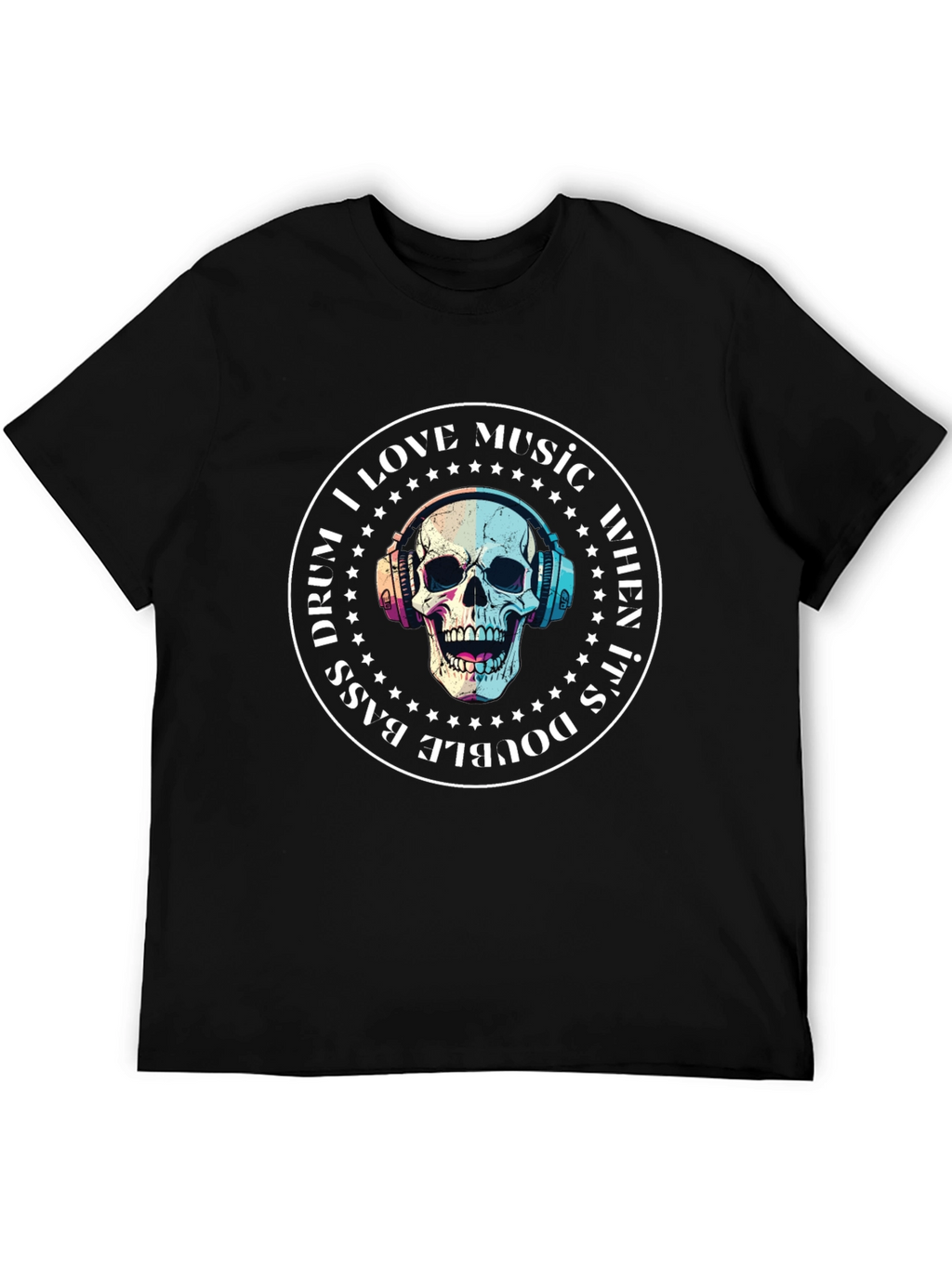 Skull Music Lover T-Shirt - Double Bass Drum Design