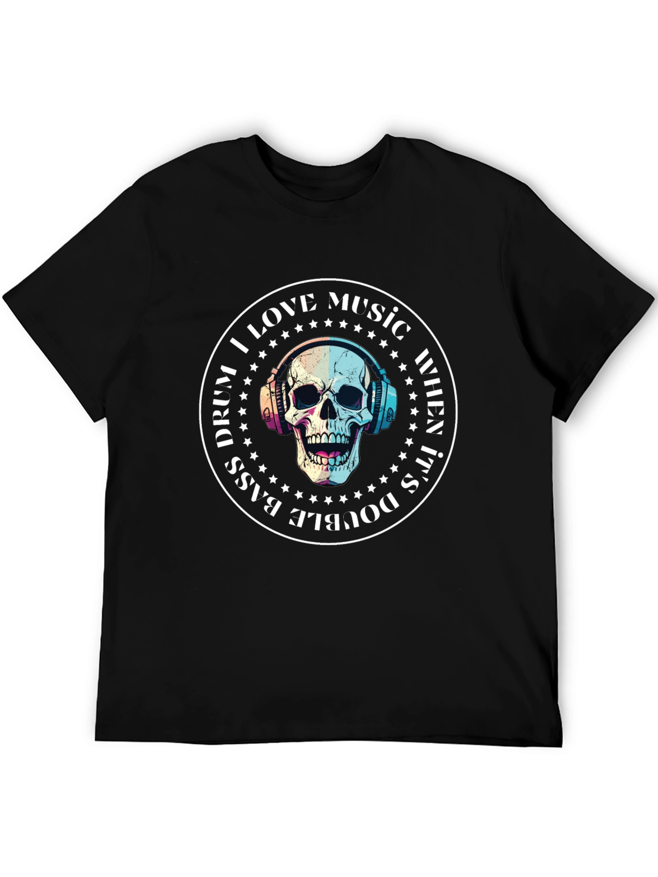 Skull Music Lover T-Shirt - Double Bass Drum Design