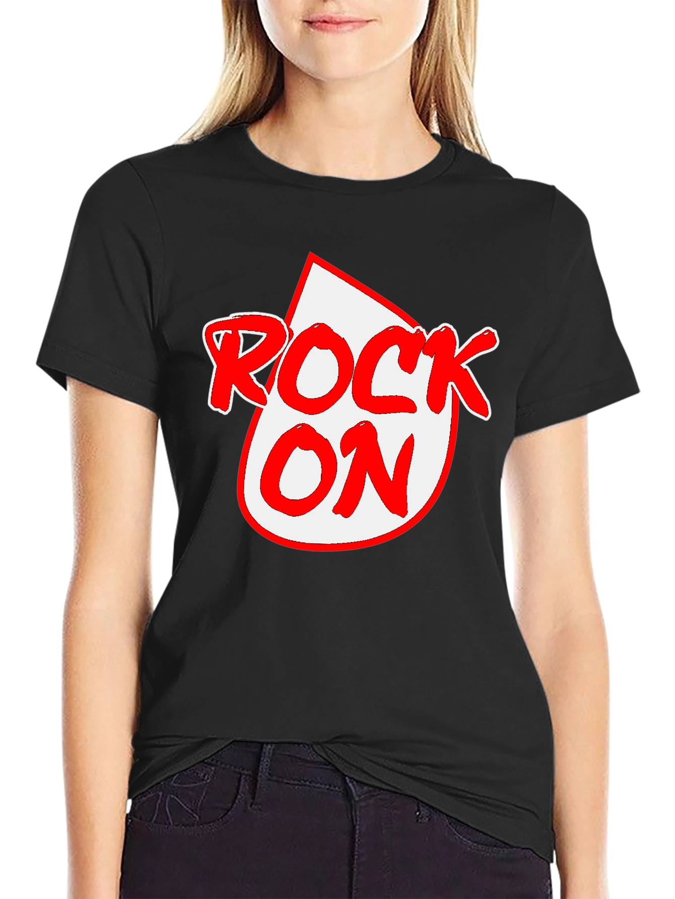 Rock On Graphic Tee - Black Crewneck