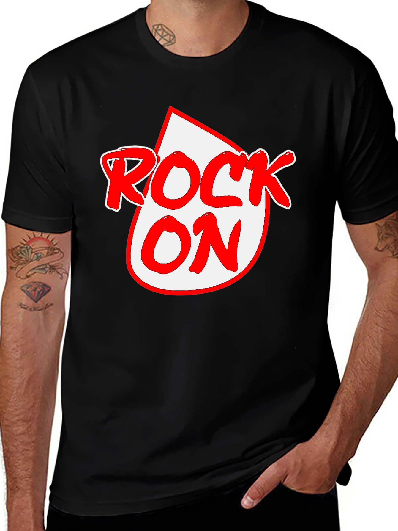 Rock On Graphic Tee - Black Crewneck
