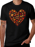 Autumn Leaves Heart Graphic Tee - Black