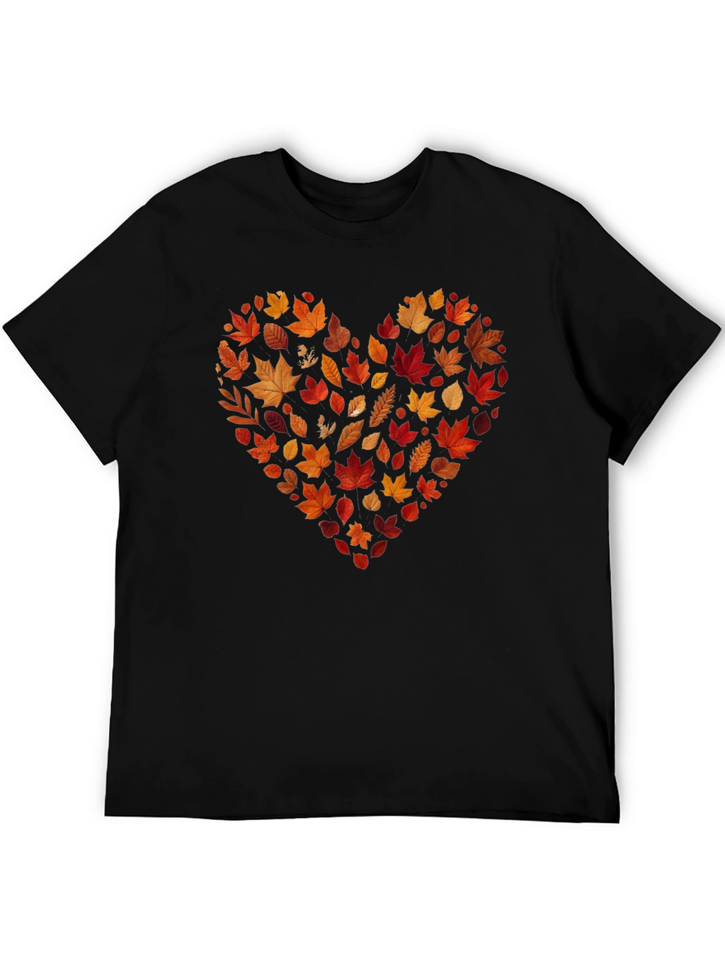 Autumn Leaves Heart Graphic Tee - Black