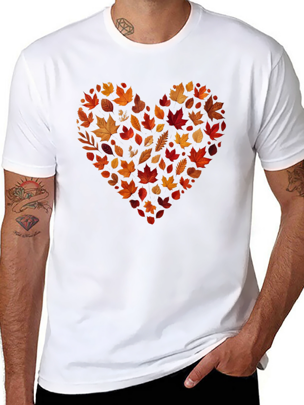 Autumn Leaves Heart Graphic Tee - Black