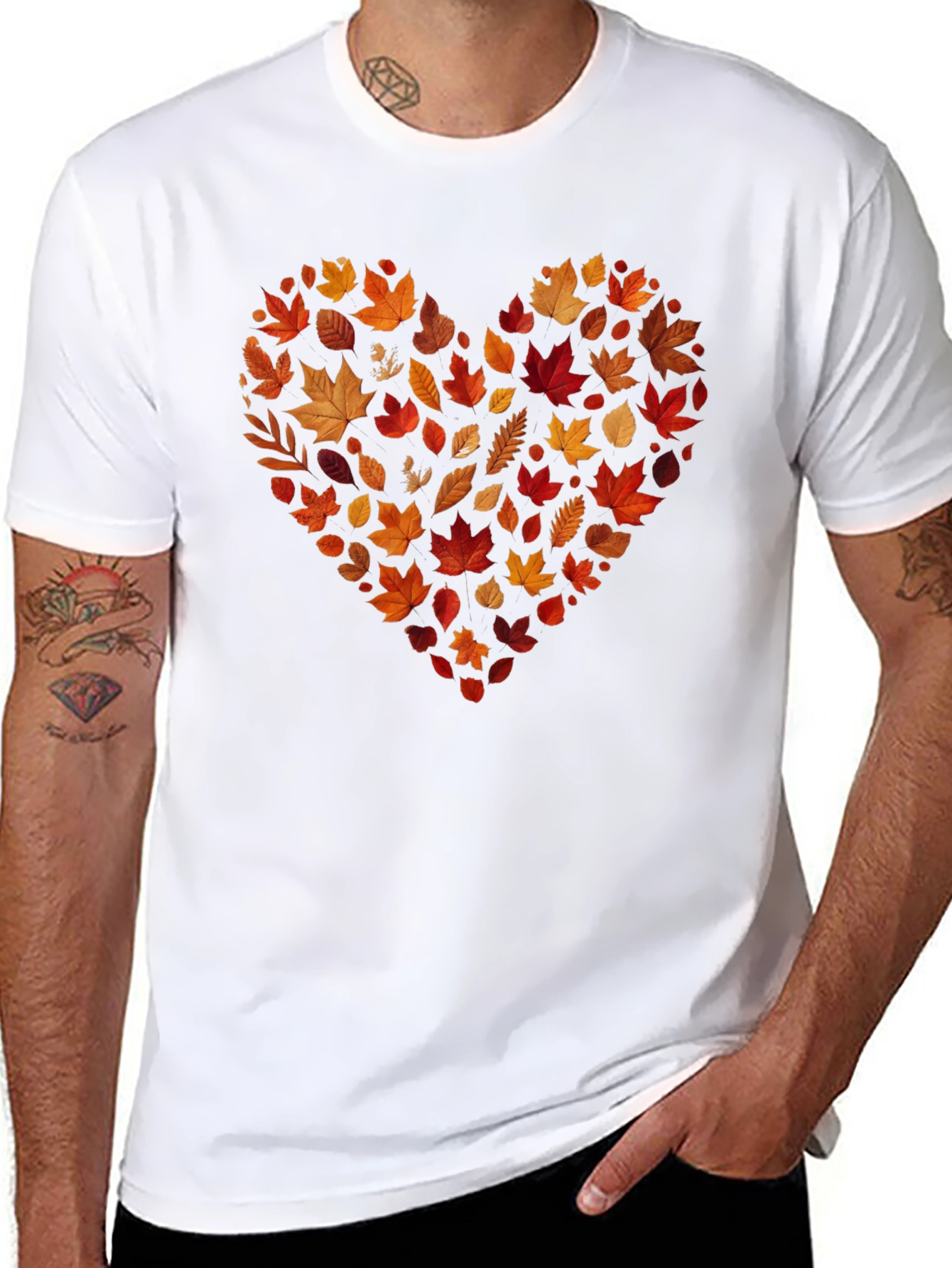 Autumn Leaves Heart Graphic Tee - Black