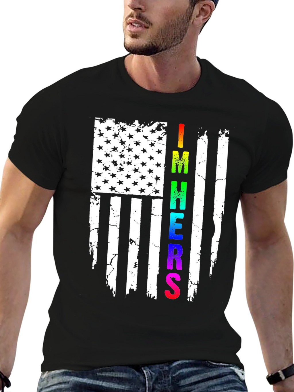Im Here American Flag Graphic Tee