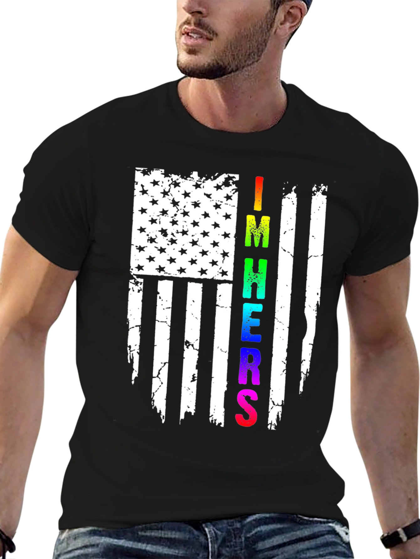 Im Here American Flag Graphic Tee