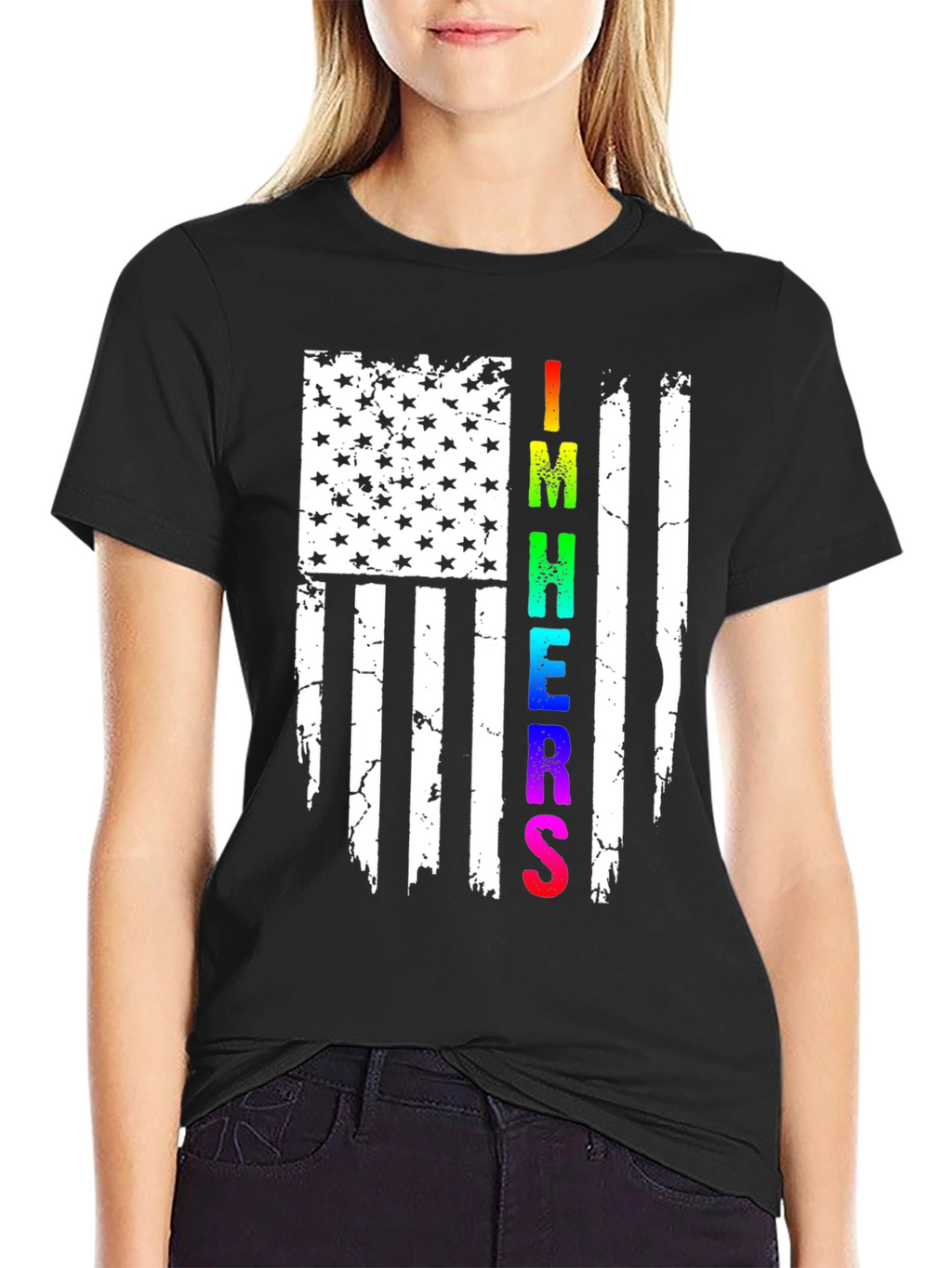 Im Here American Flag Graphic Tee
