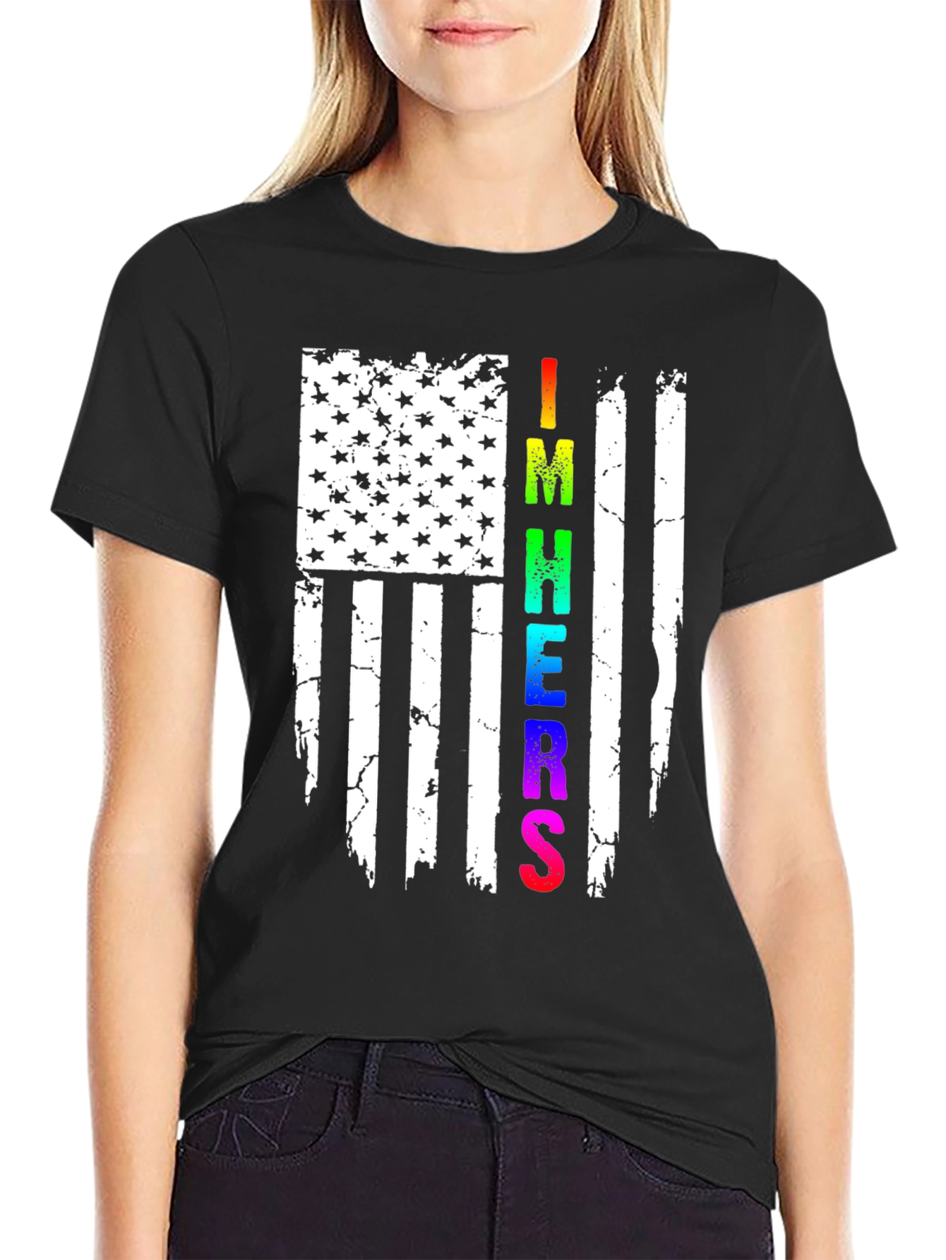 Im Here American Flag Graphic Tee