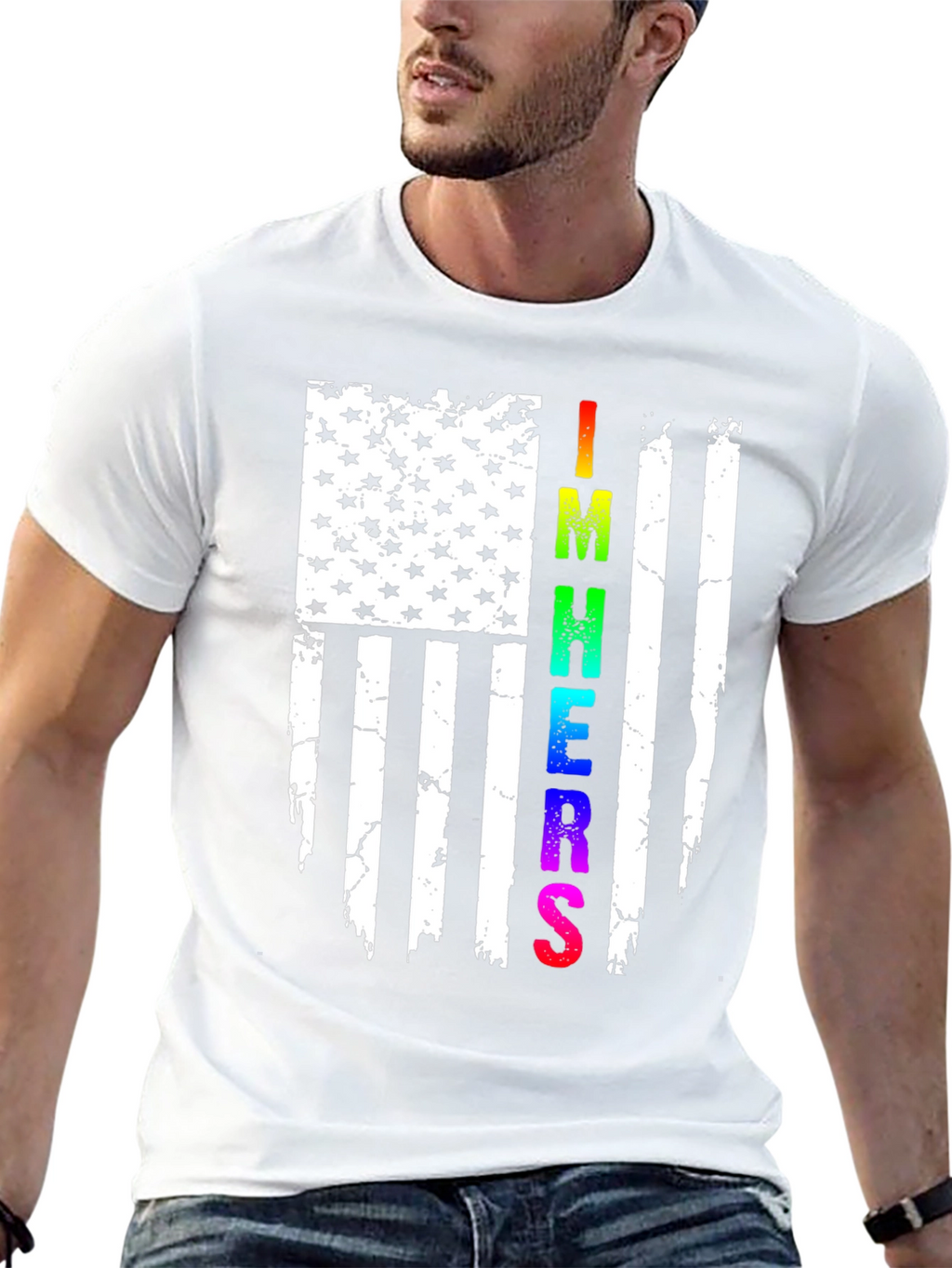 Im Here American Flag Graphic Tee