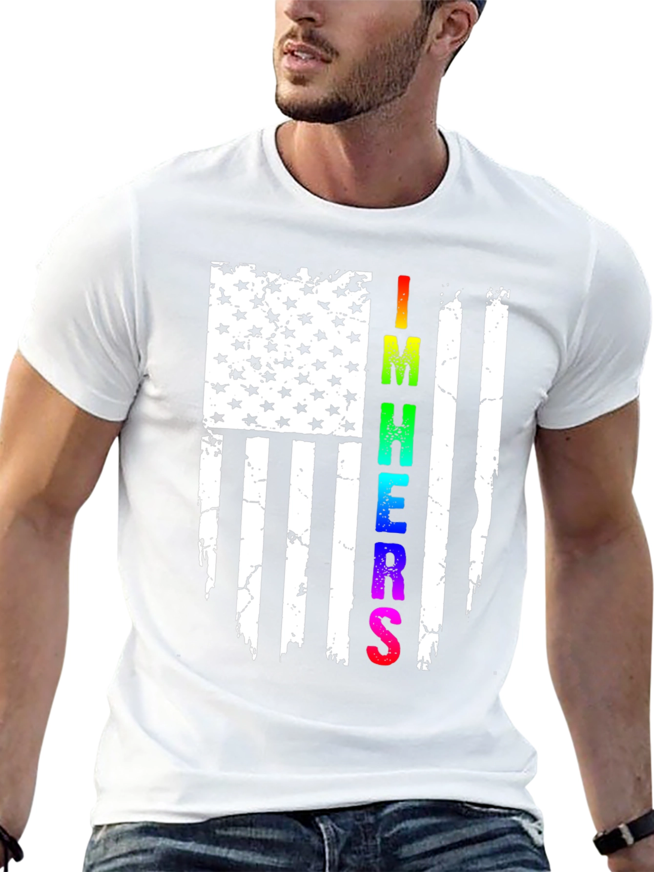 Im Here American Flag Graphic Tee
