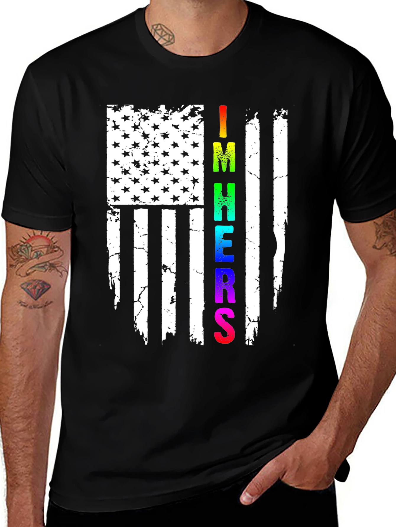 Im Here American Flag Graphic Tee