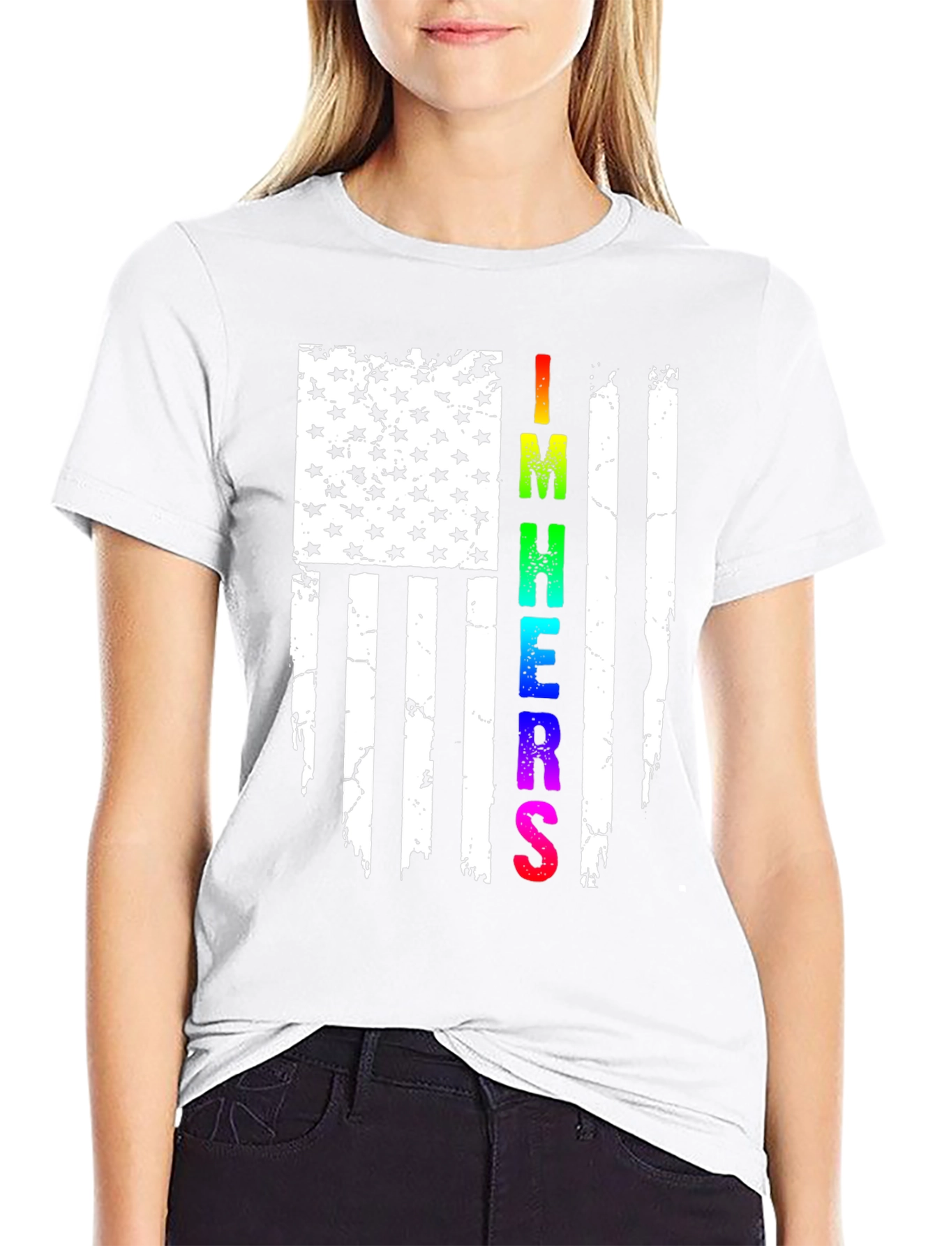 Im Here American Flag Graphic Tee