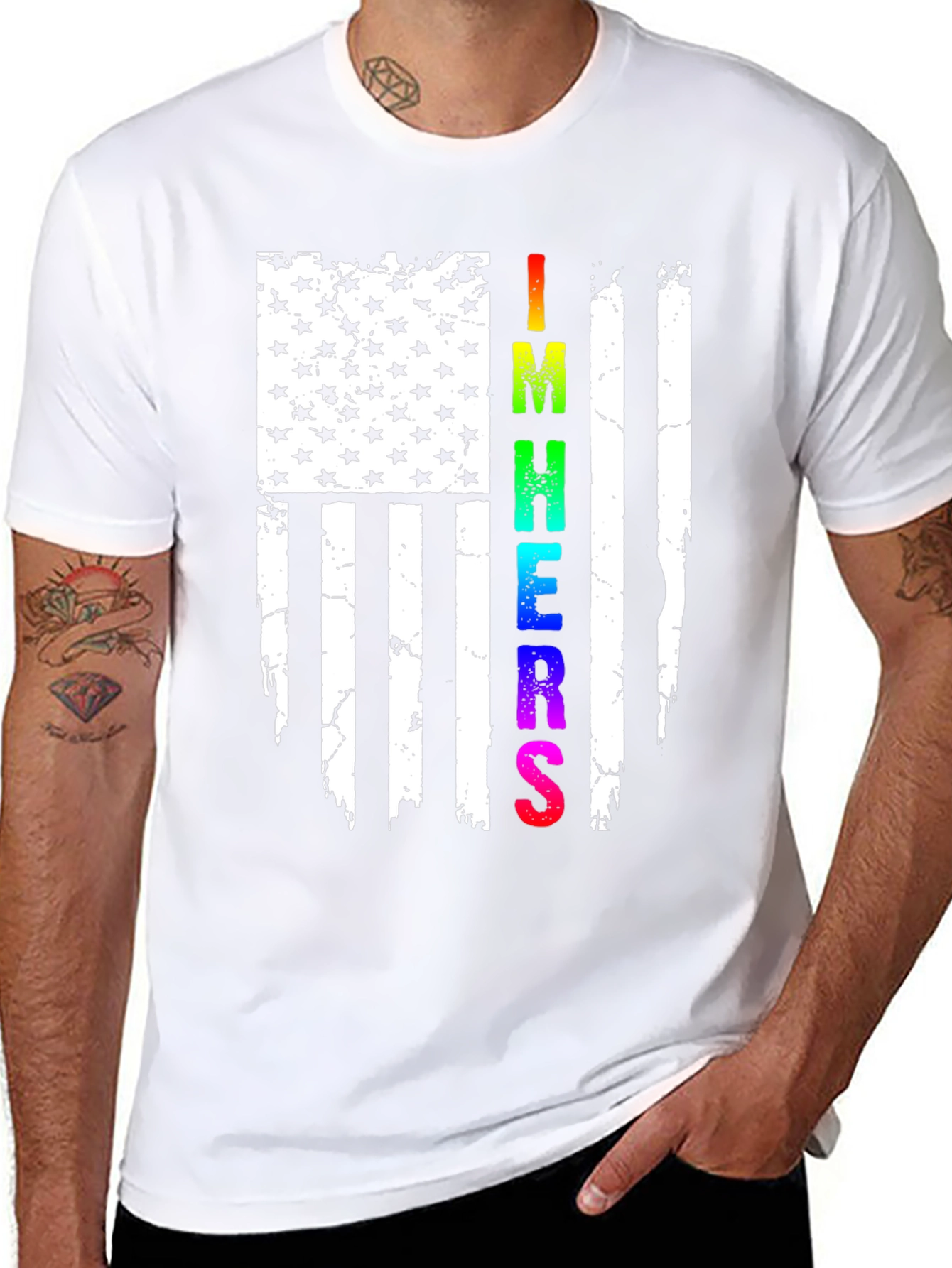 Im Here American Flag Graphic Tee